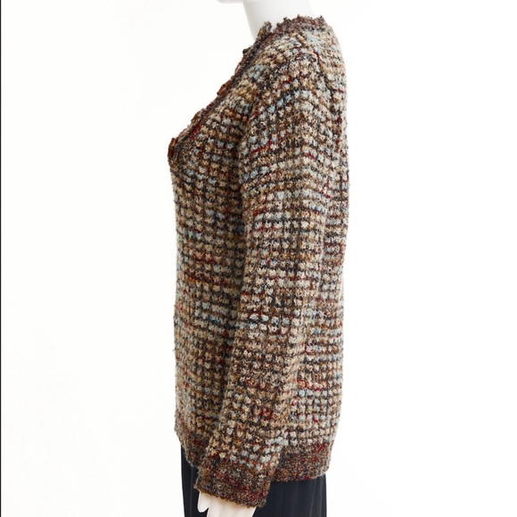 70’s boucle sweater with wooden buttons - Picture 5 of 7